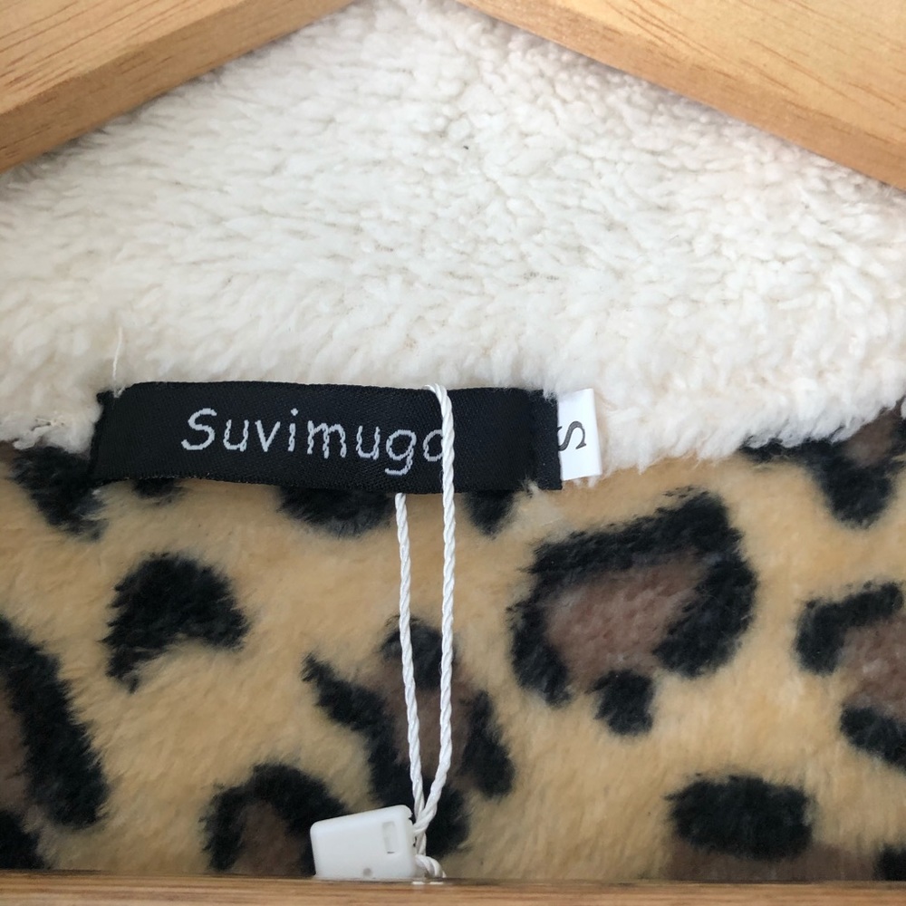 Suvimuga Teddy Color-block Leopard  Pullover Top - Picture 6 of 8